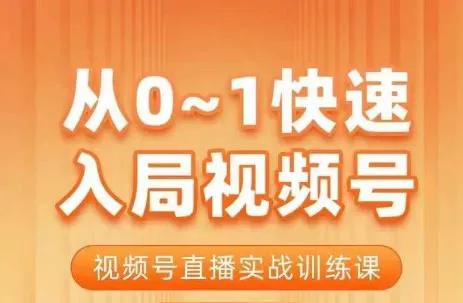 如何快速入门视频号？视频号直播实战课程详解-网赚项目