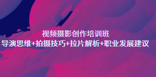 摄影摄像培训：掌握导演思维、实战技巧与职业生涯规划-网赚项目