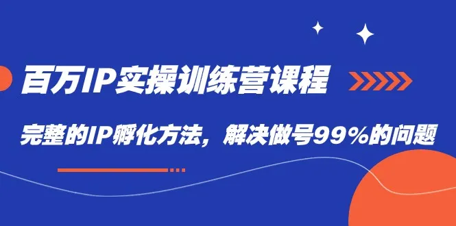 *万IP实战训练营：打造独特IP，解决网红路上99%的难题-网赚项目