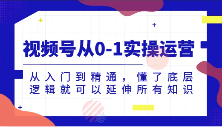 从零开始的视频号直播带货运营课：掌握底层逻辑，引领你实现精准营销！-网赚项目