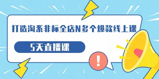 打造淘系非标全店N多个爆款线上课，5天直播课程解析非标品产品落地方案-网赚项目