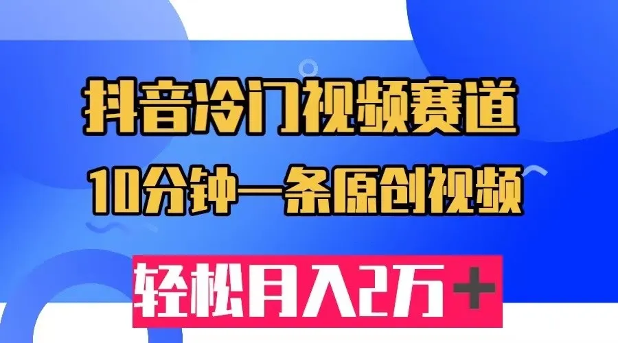 抖音冷门视频赛道揭秘：10分钟一条视频，月收入更多＋新商机探索-网赚项目