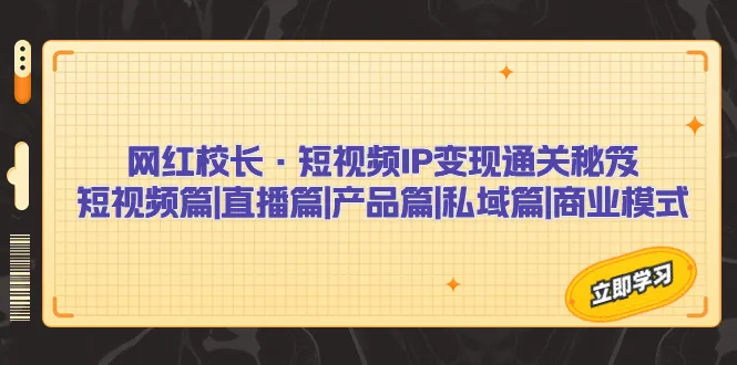 短视频赚钱技巧：从网红校长到 IP变现教程-网赚项目