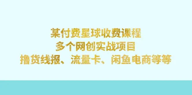 独家实战派网创大神带你玩转付费星球课程，手把手教你打造赚钱神器！-网赚项目