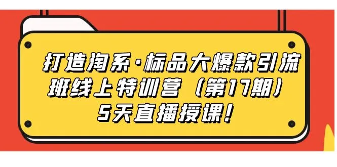 淘系电商运营实战：5天直播特训，打造标品大爆款-网赚项目