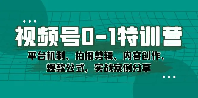 提升视频创作技能：视频号01特训营全解析-网赚项目