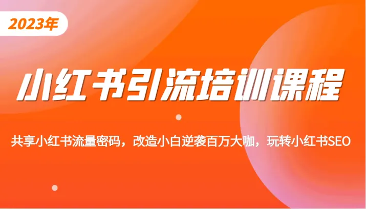 小红书引流培训课程：零基础玩转小红书，实现素人逆袭*万流量大咖！-网赚项目