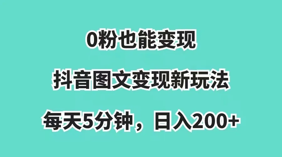 掌握抖音流量变现新玩法：0粉丝也可直接日收入更多 ！-网赚项目