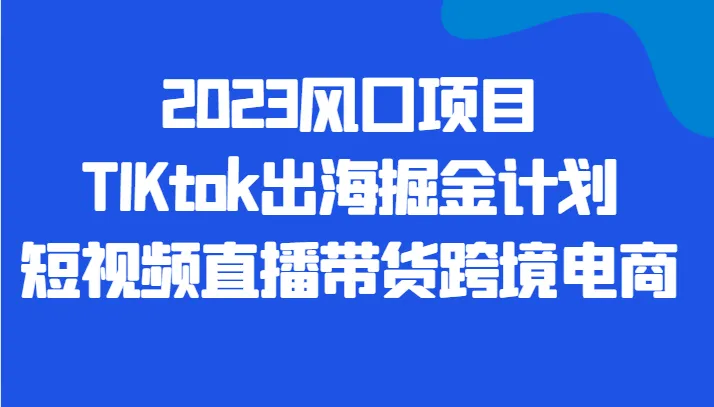 抓住TIKTok风口：2023短视频直播带货跨境电商掘金计划解析-网赚项目