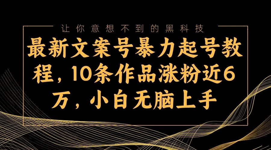 爆款文案号教程：10条作品带你轻松涨粉6万，小白秒变文案高手！-网赚项目