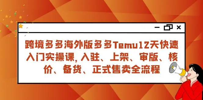 多多 Temu 12 天快速入实战课程：跨境电商全面指南-网赚项目