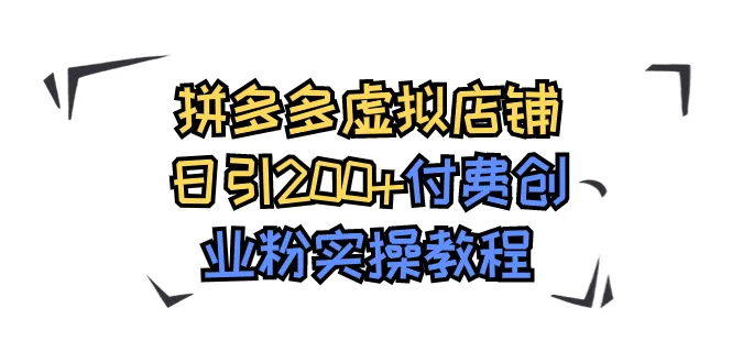 拼多多虚拟店铺引流付费粉全流程实操教程分享-网赚项目