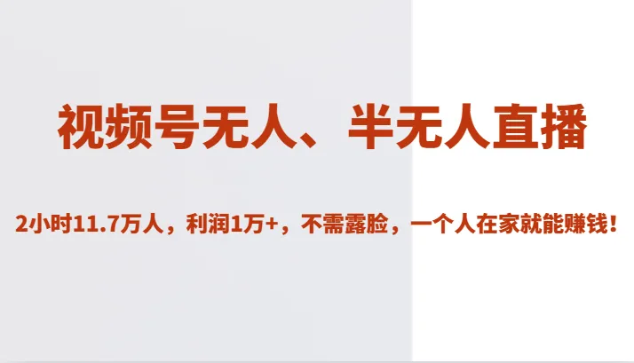 视频号直播赚钱秘籍：无人、半无人直播实战攻略大揭秘！-网赚项目