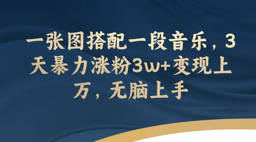 无脑上手的文案号变现攻略：一图一曲，3天涨粉3w ，助你轻松走向成功！-网赚项目