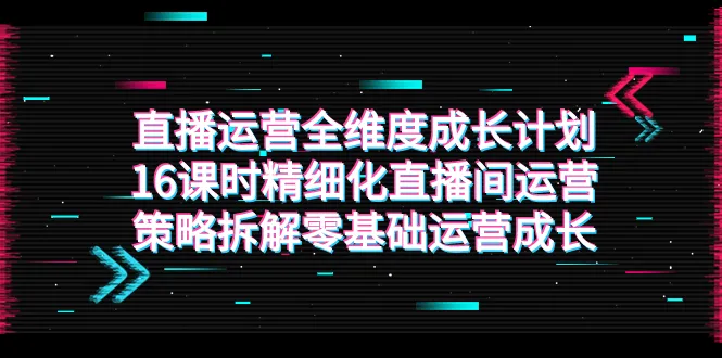 直播运营全维度成长计划：从零基础到精细化运营，打造您的直播帝国！-网赚项目