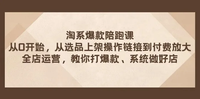 爆款店铺全方位打造：从商品上架到付费推广，助你轻松掌握全店运营技巧-网赚项目