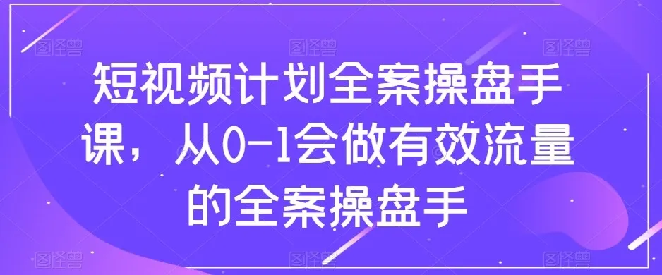 短视频赚钱全案计划：从零到一掌握流量王者的秘诀-网赚项目