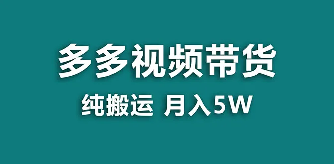 揭秘：拼多多视频带货新手教程，纯搬运一个月搞5w，蓝海项目曝光！-网赚项目