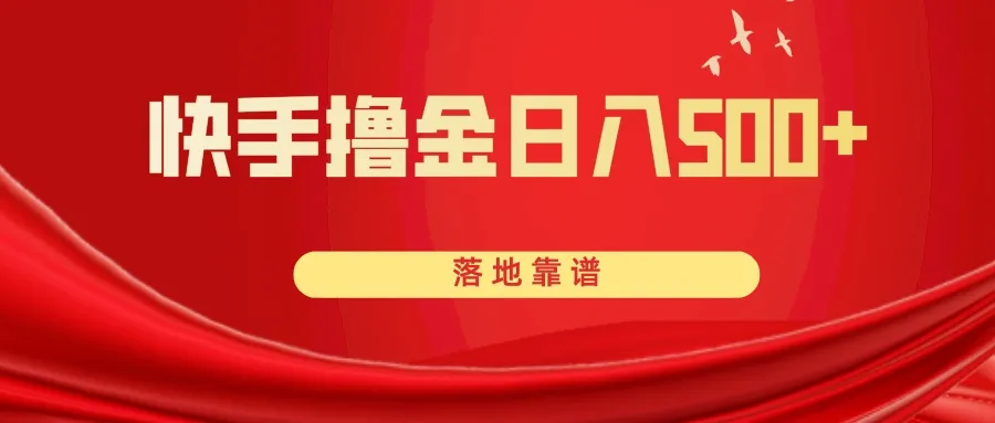 快手上捞金的正确姿势：每日收入增长，实现落地-网赚项目