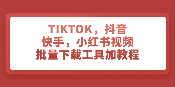 全面指南：批量下载TIKTOK、抖音、快手、小红书视频的工具及教程-网赚项目