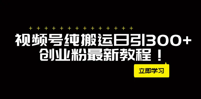 视频号纯搬运引流创业粉教程：从零开始每天稳定增多！-网赚项目