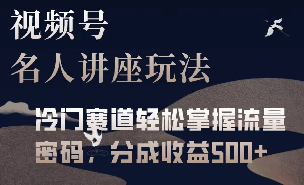 视频号分成计划攻略：玩转名人讲座，轻松解锁500 分成收益-网赚项目