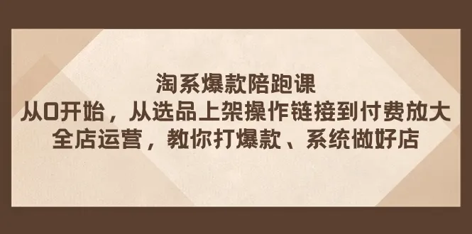 淘系爆款陪跑课：打造全面运营系统，实现店铺爆款轻松收割-网赚项目