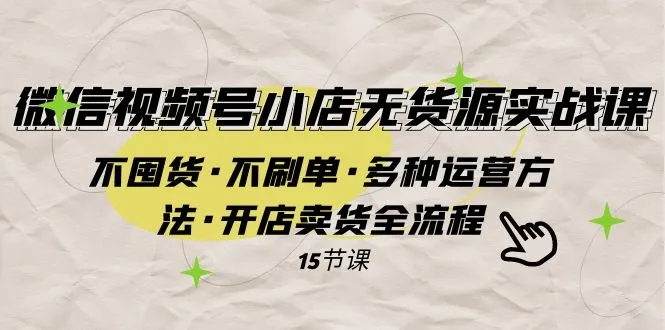 掌握微信视频号小店运营秘籍，无货源无压力赚钱全攻略-网赚项目