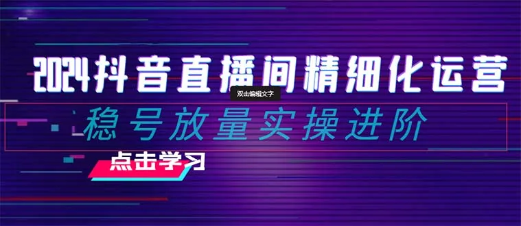 2024抖音直播间精细化运营：提升直播效率，优化选品与付费投放策略-网赚项目