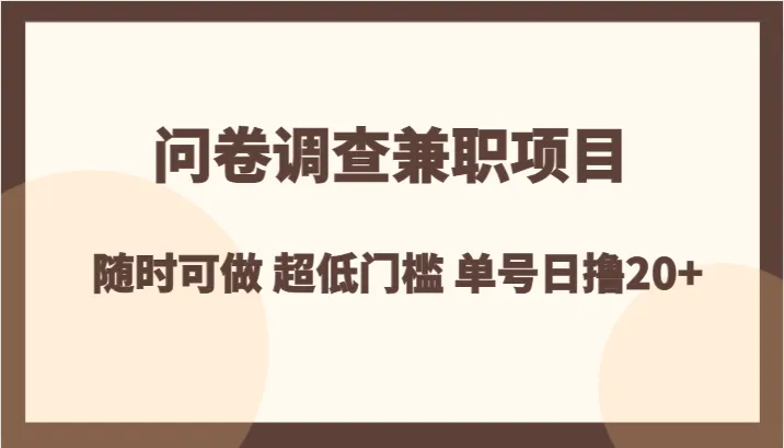 揭秘问卷调查兼职项目：零门槛、高增收的秘密攻略-网赚项目