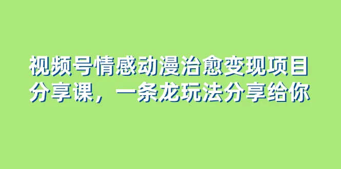 情感动漫治愈变现：一条龙课程助你掌握实战技巧-网赚项目