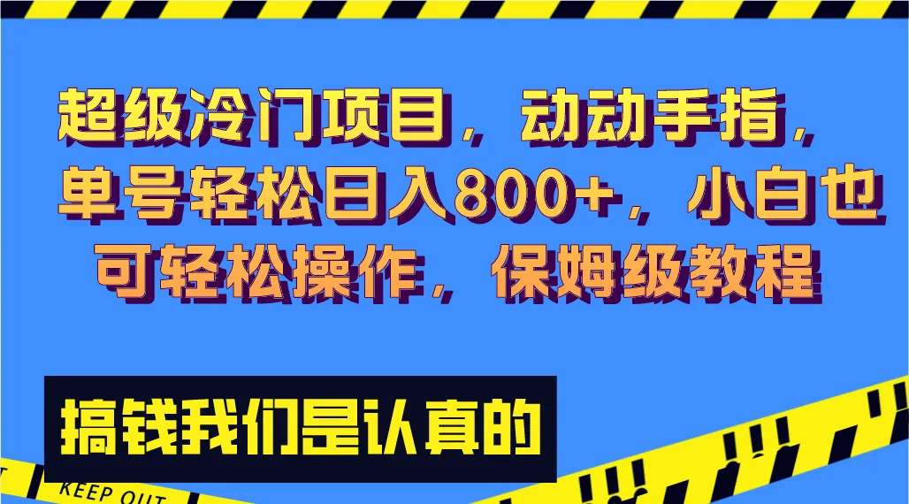 轻松赚钱秘籍：超级冷门项目揭秘，小白动动手指也能成为赢家！-网赚项目