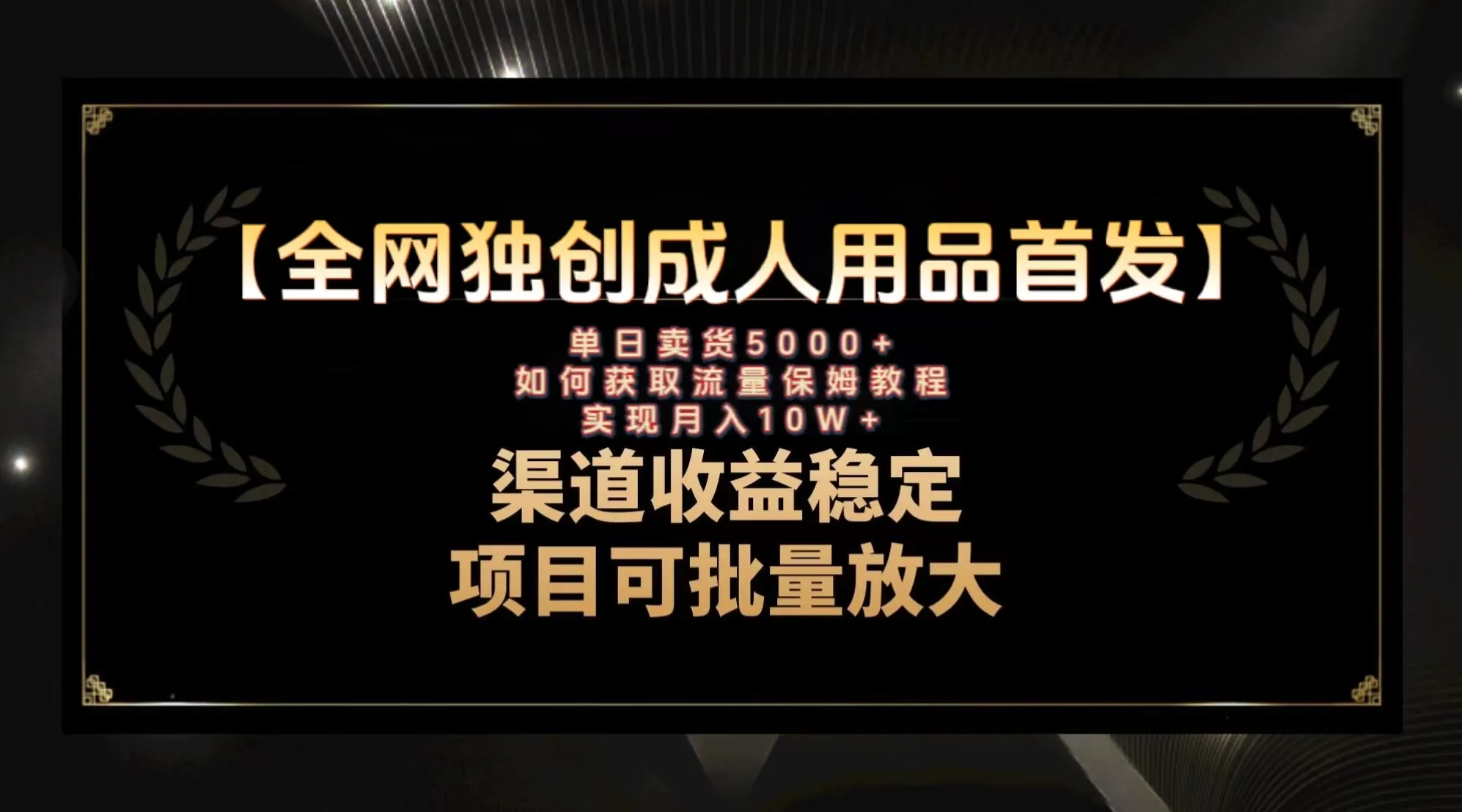 全网独家首发：成人用品行业引流获客指南，轻松实现月收入翻倍！-网赚项目