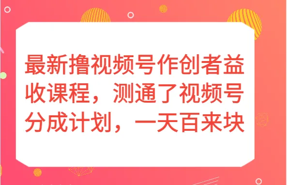 视频号分成计划：从0到100的成功秘籍揭秘-网赚项目