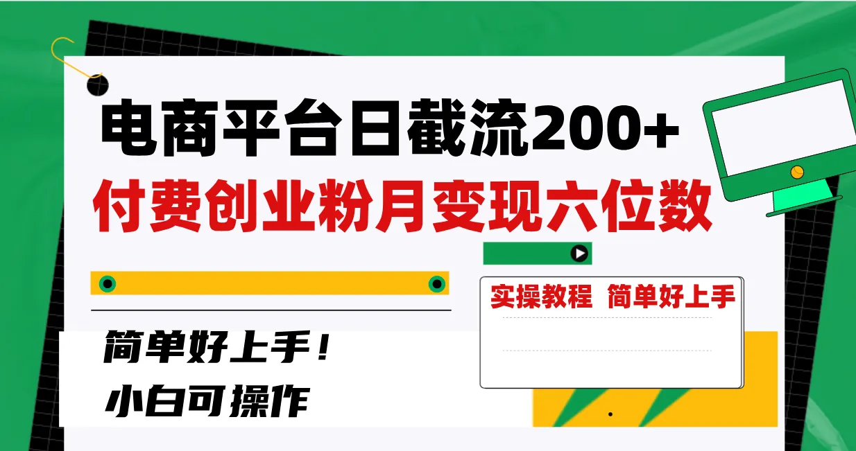 掌握电商引流技巧：如何吸引高质量付费创业粉？-网赚项目