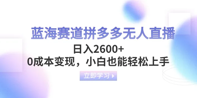 掌握拼多多无人直播技巧，0成本变现，轻松上手！-网赚项目