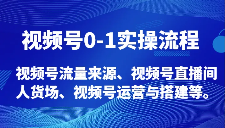 掌握视频号运营实操技巧，从零开始打造流量变现新玩法！-网赚项目