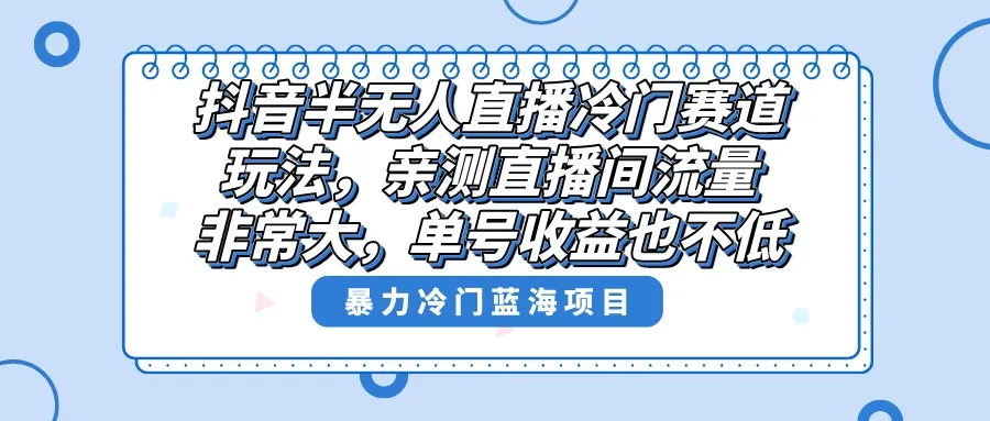 抖音半无人直播：探索高收益的冷门赛道策略-网赚项目