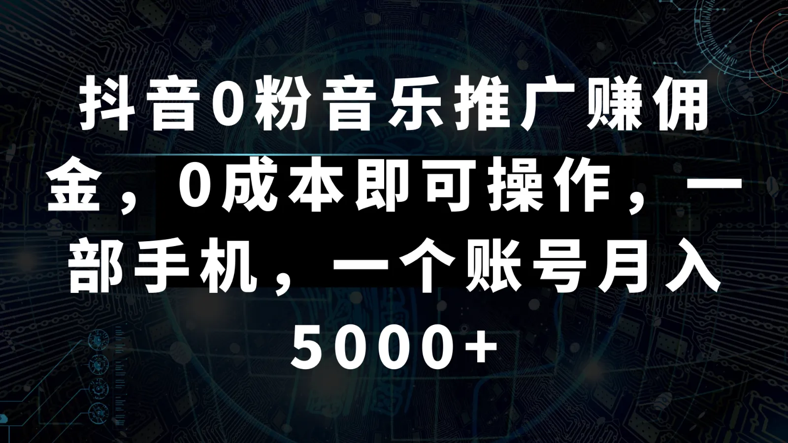 抖音音乐推广赚钱秘籍：0粉成就月收入更多 ，零成本轻松实现！-网赚项目