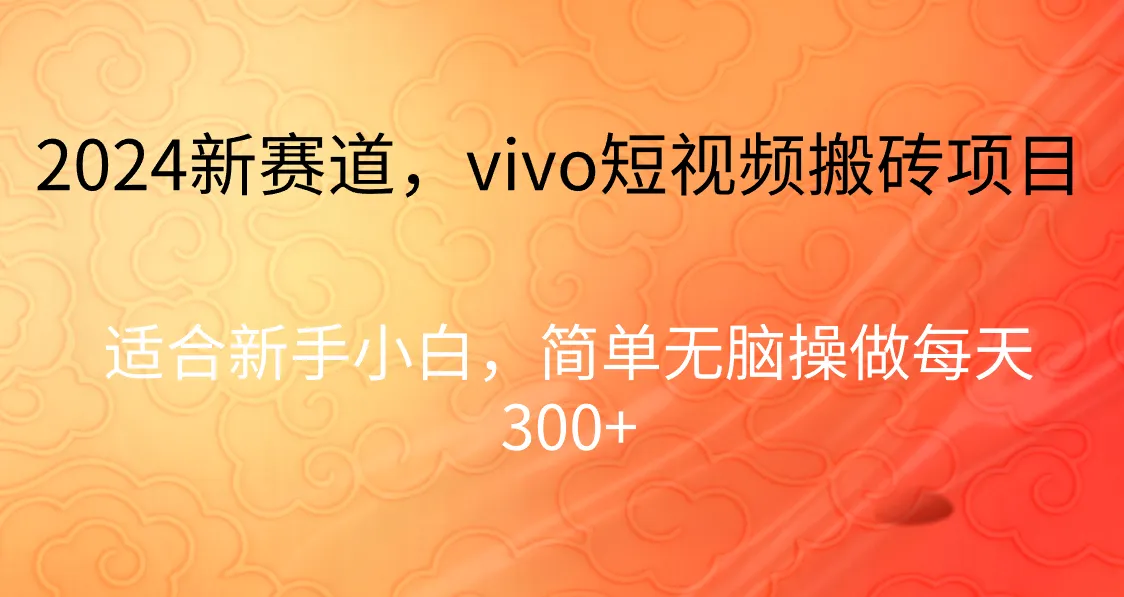 揭秘vivo短视频搬砖项目：2024新赛道，简单操作每日收入不断攀升 ！-网赚项目