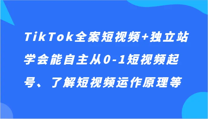 解锁TikTok短视频变现秘籍：从零开始建立自主品牌！-网赚项目