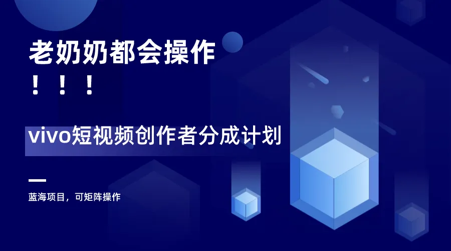 精通Vivo短视频！掌握月收入更多万的秘诀，实战教学揭秘！-网赚项目