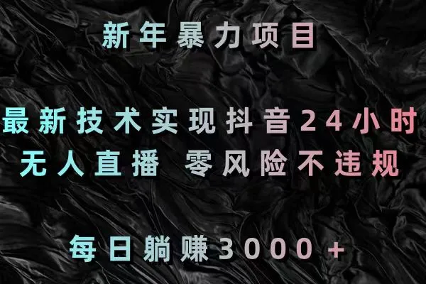 零风险新年暴力项目：抖音24小时无人直播技术揭秘，每日轻松赚更多！-网赚项目