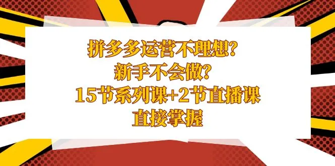 拼多多运营不理想？15节系列课 2节直播课助你直击成功秘诀-网赚项目