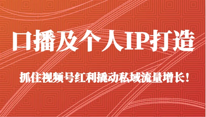 视频号IP打造指南：利用私域流量增长创造爆款内容！-网赚项目