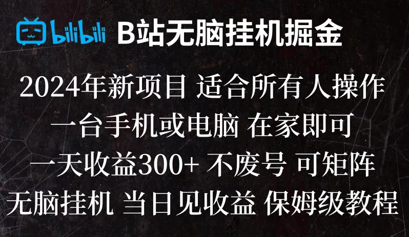 探索B站无脑挂机掘金的日增收秘诀！-网赚项目