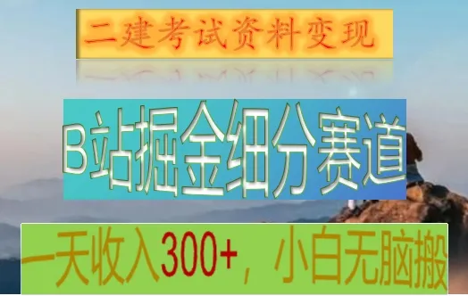 探索B站细分市场：二建考试资料变现攻略，轻松实现每天更多收入！-网赚项目