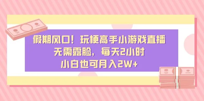 玩梗高手小游戏直播：假期风口！无需露脸，小白也可月收入更多 ，详解流量爆棚的变现秘籍！-网赚项目