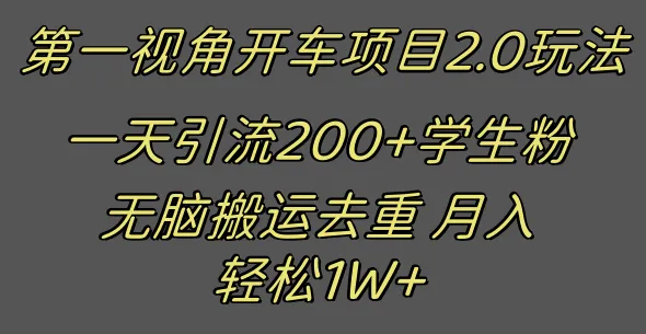 掌握短视频赚钱新技巧：开车第一视角2.0教程解析-网赚项目