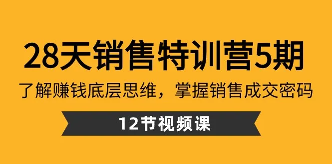 掌握销售技巧，开启赚钱新征程：28天销售特训营5期详解-网赚项目